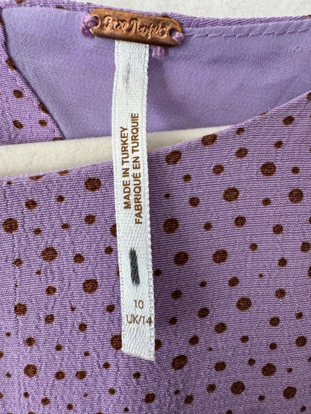 Free People Purple Polka Dot Babydoll Mini Dress Open Back Size 10 Boho - Picture 4 of 9